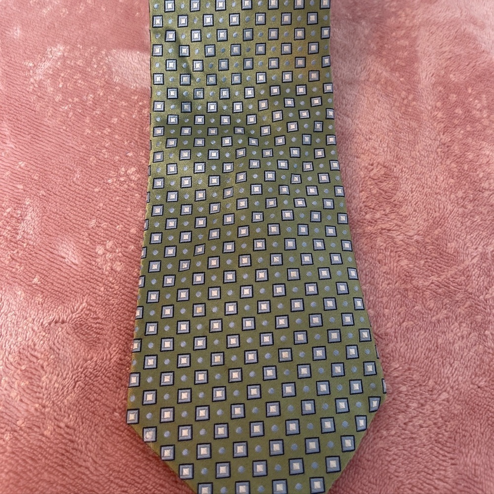 Stafford Olive and Navy Geometric Tie